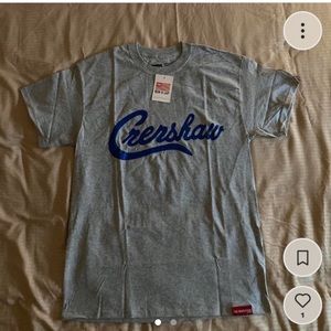 Grey Crenshaw T Shirt Blue Lettering